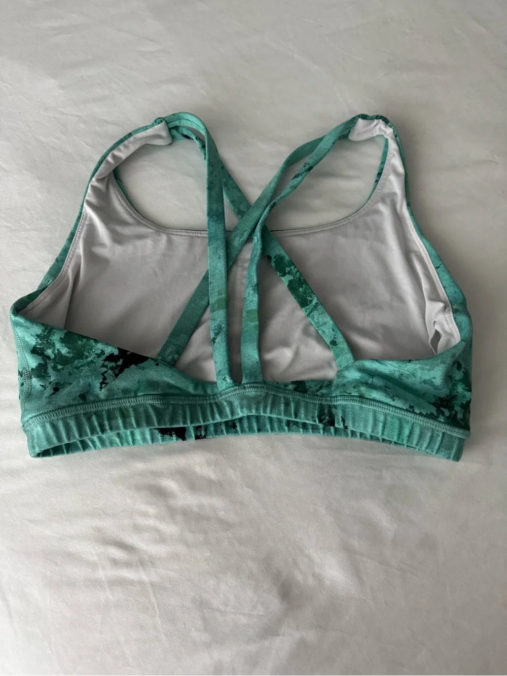Fleo Teal Tie-Dye Crossback Sports Bra